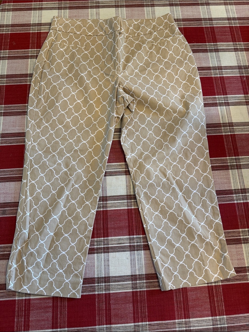 Ann Taylor Beige Petite Geometric Print Pants